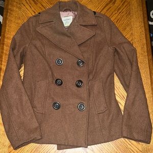 Rust / Brown colored classic polyester wool peacoat size XS